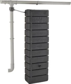 Regenton Muurtank, Grandval 300L, Antraciet Kunststof, Imitatiehout, Met Gootaansluitset Inbegrepen -Tuinen Speciaal Winkel 1023x1200