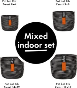 Capi Europe - Set Van 4 - Bloempot Binnen - Rib Antraciet -Tuinen Speciaal Winkel 1058x1200