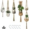 5 Stuks Luxe Jute Plantenhangers - Boho Handgeweven Katoen Hangpot Voor Binnen/Buiten - Hangende Bloempot Met Kralen - Macramé Touw/Koord Hangplant Houder - Bohemian Wandhanger Decoratie - Plant Hanger - Verticale Tuin Bloempothouder Planthanger -Tuinen Speciaal Winkel 1064x1200 1
