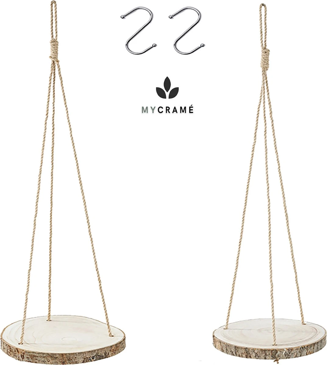 Set Van 2 Boomstam Rond Wandrek Plantenhangers - Boho Jute Houten Plantenrek - Hangpot Voor Binnen/Buiten - Hangende Bloempot Plank - Hangplant Houder - Bohemian Macrame Stijl Wandhanger - Hangplank Plant Hanger - Planthanger - Ø Rond 25-20cm 7 Set Van 2 Boomstam Rond Wandrek Plantenhangers - Boho Jute Houten Plantenrek - Hangpot Voor Binnen/Buiten - Hangende Bloempot Plank - Hangplant Houder - Bohemian Macrame Stijl Wandhanger - Hangplank Plant Hanger - Planthanger - Ø Rond 25-20cm - Afbeelding 5