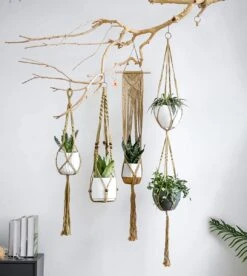 5 Stuks Luxe Jute Plantenhangers - Boho Handgeweven Katoen Hangpot Voor Binnen/Buiten - Hangende Bloempot Met Kralen - Macramé Touw/Koord Hangplant Houder - Bohemian Wandhanger Decoratie - Plant Hanger - Verticale Tuin Bloempothouder Planthanger -Tuinen Speciaal Winkel 1074x1200 4