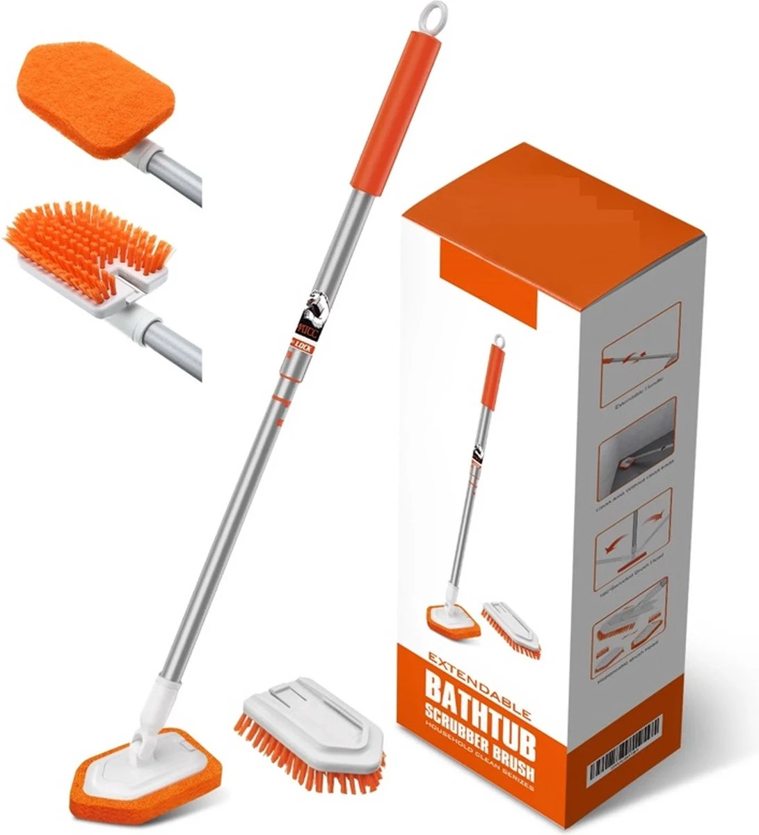 Merkloos Vloerschrobber - Bad Tegel Borstel Scrubber - Met 107cm Verstelbaar Lange - Voor Reiniging Badkamer Keuken Keramische Tegel - Oranje -Moederdag Cadeautje 3 Merkloos Vloerschrobber - Bad Tegel Borstel Scrubber - Met 107cm Verstelbaar Lange - Voor Reiniging Badkamer Keuken Keramische Tegel - Oranje -Moederdag Cadeautje