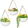 Plantenhanger Keramiek – Set Van 3 – Wit Steen- Hangpot – Hangende Bloempot Plantenpot - 3 Verschillende Koorden - 18 X 11 X 7 Cm -Tuinen Speciaal Winkel 1116x1200 2
