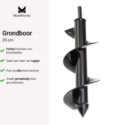 MaatWorkz - Grondboor - 25 CM - Boormachine - Bollenplanter - Moestuin - Palenboor - Boor - Tuin -Tuinen Speciaal Winkel 1154x1200 4