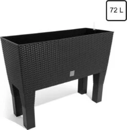 Prosperplast Kunststof Rato Plantenbak Op Poten Met Irrigatiesysteem Antraciet 80 X 33 X 62 Cm - 72 Liter - Balkonbakken/bloembakken -Tuinen Speciaal Winkel 1173x1200 3