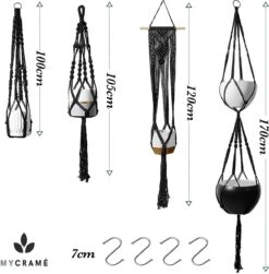 4 Stuks Luxe Macrame Plantenhangers - Boho Handgeweven Katoen Hangpot Voor Binnen/Buiten - Hangende Bloempot Met Kralen - Macramé Touw/Koord Hangplant Houder - Bohemian Wandhanger Decoratie - Plant Hanger - Verticale Tuin Bloempothouder Planthanger -Tuinen Speciaal Winkel 1181x1200 3