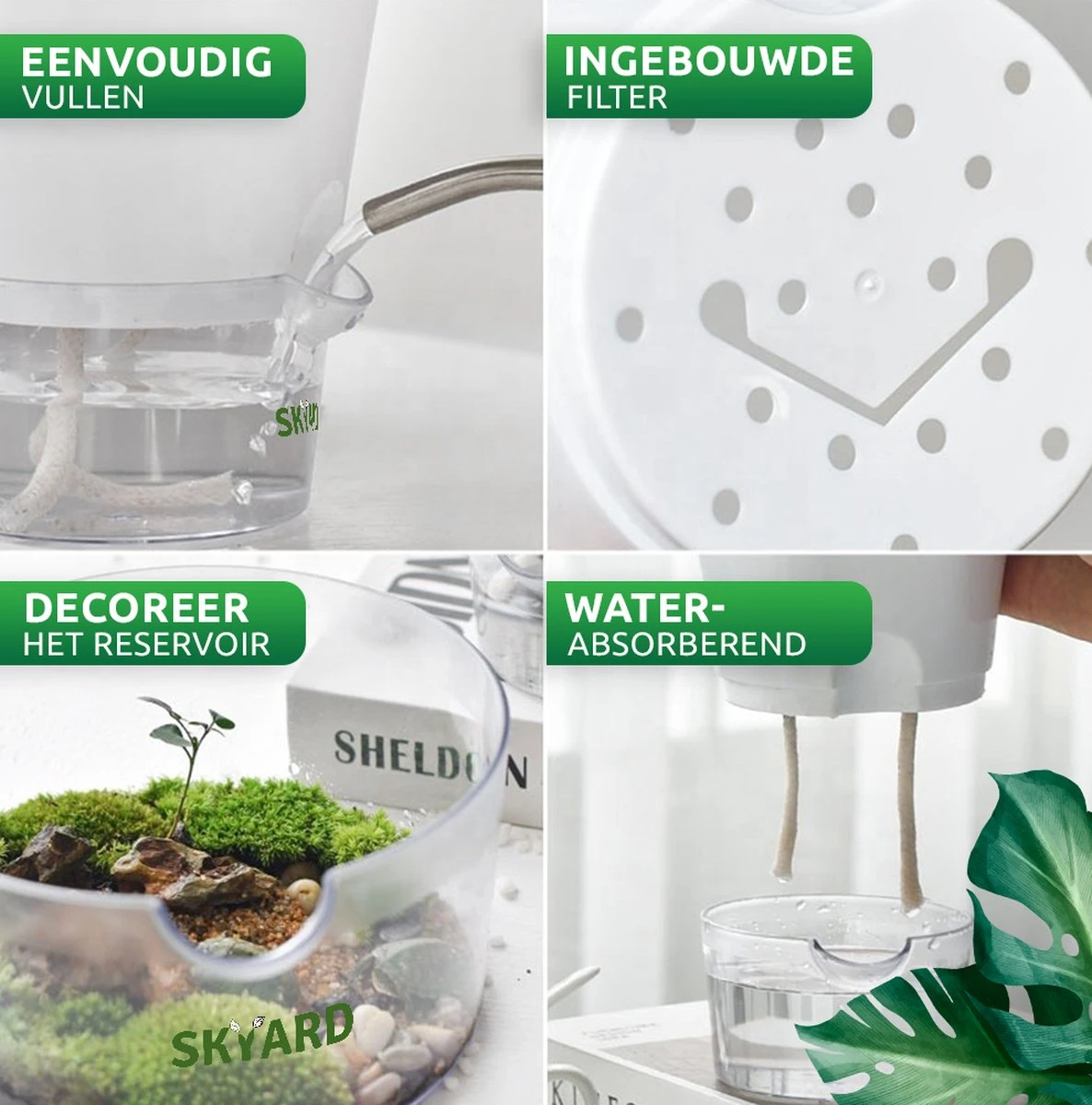 SKYARD® 3 Stuks Zelfwaterende Bloempot Maat M – Milieuvriendelijk Watergeefsysteem Kamerplanten – Zelfwatergevende Pot – Bloempot Met Waterreservoir – Selfwatering Pot – Wit 5 SKYARD® 3 Stuks Zelfwaterende Bloempot Maat M – Milieuvriendelijk Watergeefsysteem Kamerplanten – Zelfwatergevende Pot – Bloempot Met Waterreservoir – Selfwatering Pot – Wit - Afbeelding 3
