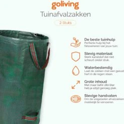 Goliving Tuinafvalzak - Set Van 2- Tuinafvalzakken Opvouwbaar - Tuinzak - Tuinafvalemmer - 2x 280 Liter - Groen -Tuinen Speciaal Winkel 1195x1200 12