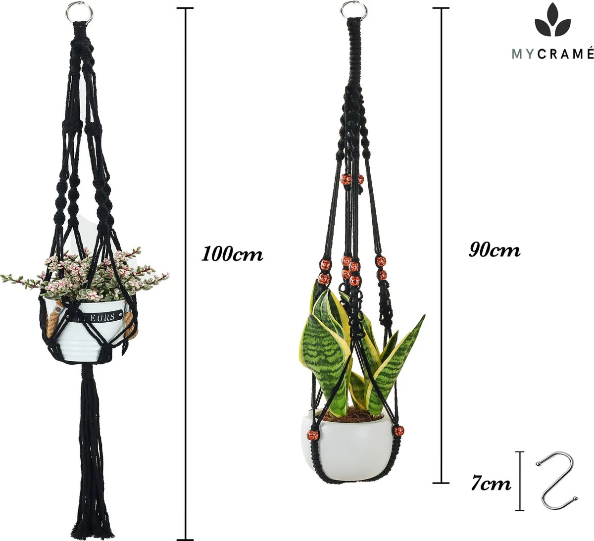 4 Stuks Zwarte Macrame Plantenhangers - Boho Handgeweven Katoen Hangpot Voor Binnen/Buiten - Hangende Bloempot Met Kralen - Macramé Touw/Koord Hangplant Houder - Bohemian Wandhanger Decoratie - Plant Hanger - Verticale Tuin Bloempothouder Planthanger 10 4 Stuks Zwarte Macrame Plantenhangers - Boho Handgeweven Katoen Hangpot Voor Binnen/Buiten - Hangende Bloempot Met Kralen - Macramé Touw/Koord Hangplant Houder - Bohemian Wandhanger Decoratie - Plant Hanger - Verticale Tuin Bloempothouder Planthanger - Afbeelding 8