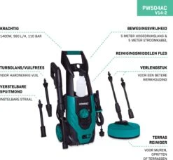 VONROC Hogedrukreiniger V14-2 - 1400W – 110 Bar – 390 L/h – Incl. 5m Slang, Reinigingsmiddelen Flesje, Terrasreiniger En Meer 12 VONROC Hogedrukreiniger V14-2 - 1400W – 110 Bar – 390 L/h – Incl. 5m Slang, Reinigingsmiddelen Flesje, Terrasreiniger En Meer -Tuinen Speciaal Winkel 1200x1110 1
