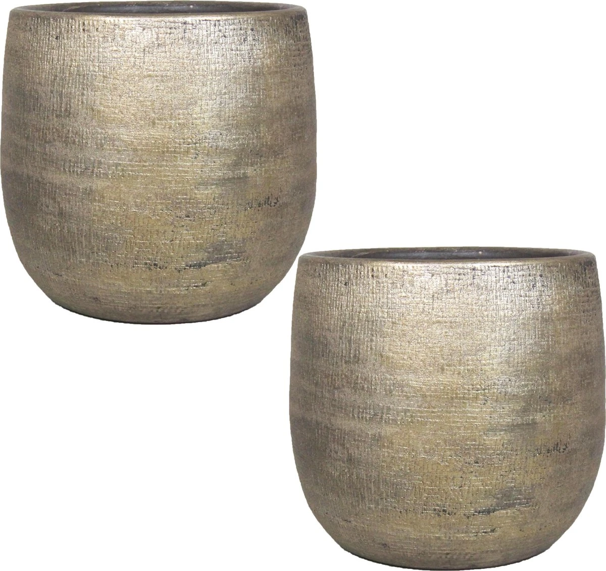 Luxe Plantenpot/bloempot Goud Mira Van Keramiek 24 Cm - Keramische Plantenpotten/plantenbakken 4 Luxe Plantenpot/bloempot Goud Mira Van Keramiek 24 Cm - Keramische Plantenpotten/plantenbakken - Afbeelding 2