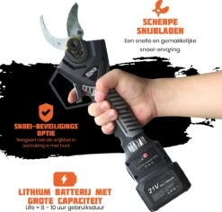 Reichlër® Elektrische Snoeischaar - 40 Mm Snijdiameter - 2x Accu - Anti-cut Functie - Heggenschaar - Takkenschaar - Zwart -Tuinen Speciaal Winkel 1200x1145 1