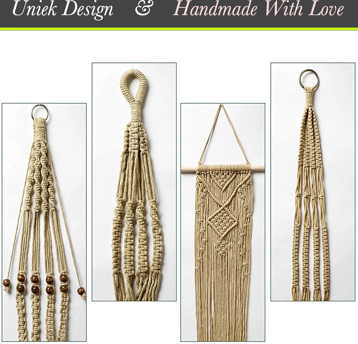 4 Stuks Luxe Jute Plantenhangers - Boho Handgeweven Katoen Hangpot Voor Binnen/Buiten - Hangende Bloempot Met Kralen - Macramé Touw/Koord Hangplant Houder - Bohemian Wandhanger Decoratie - Plant Hanger - Verticale Tuin Bloempothouder Planthanger 7 4 Stuks Luxe Jute Plantenhangers - Boho Handgeweven Katoen Hangpot Voor Binnen/Buiten - Hangende Bloempot Met Kralen - Macramé Touw/Koord Hangplant Houder - Bohemian Wandhanger Decoratie - Plant Hanger - Verticale Tuin Bloempothouder Planthanger - Afbeelding 5