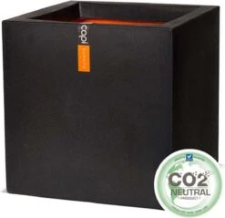 Capi Europe - Bloempot Vierkant Smooth NL - 50x50x50 - Zwart - Voor Binnen En Buiten - KBL904 -Tuinen Speciaal Winkel 1200x1159 2