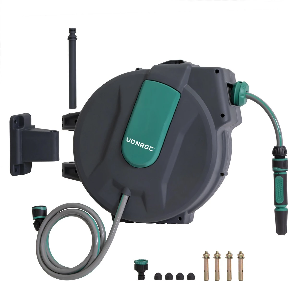 VONROC Automatische Slanghaspel – Incl. 25m Tuinslang, Aansluitslang, Spuitstuk, Koppelingen & Kraanaansluiting 10 VONROC Automatische Slanghaspel – Incl. 25m Tuinslang, Aansluitslang, Spuitstuk, Koppelingen & Kraanaansluiting - Afbeelding 8