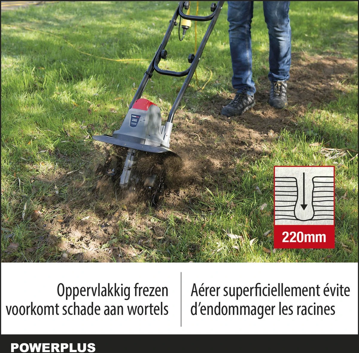 Powerplus POWEG7010 Tuinfrees - 1050W - Werkbreedte 320mm - Werkdiepte Max. 220mm - Incl. 4 Messen 5 Powerplus POWEG7010 Tuinfrees - 1050W - Werkbreedte 320mm - Werkdiepte Max. 220mm - Incl. 4 Messen - Afbeelding 3