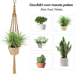 4 Stuks Luxe Jute Plantenhangers - Boho Handgeweven Katoen Hangpot Voor Binnen/Buiten - Hangende Bloempot Met Kralen - Macramé Touw/Koord Hangplant Houder - Bohemian Wandhanger Decoratie - Plant Hanger - Verticale Tuin Bloempothouder Planthanger -Tuinen Speciaal Winkel 1200x1184 4