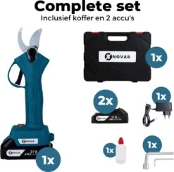 NovarGarden® Elektrische Snoeischaar NG1 - 2x Accu - Elektrisch - Takkenschaar - Op Batterij - 28mm -Tuinen Speciaal Winkel 1200x1189 2