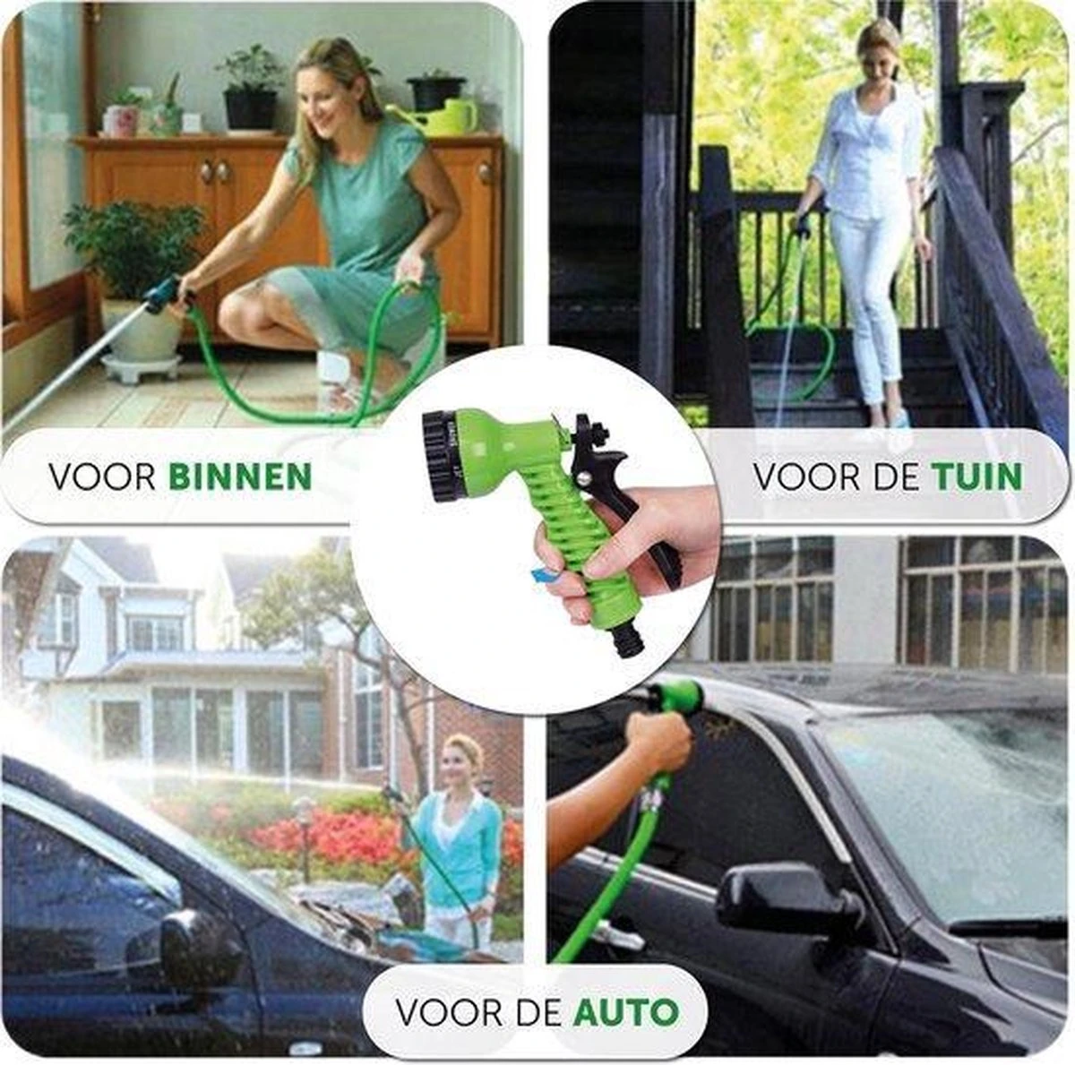 Merkloos Tuinslang - Tuinslag Flexibel - Tuinslag Flexibel 15M -15 Meter - Tuinslangen - Uitrekbaar - Met Koppelstuk - 7 In 1 Sproeikop 4 Merkloos Tuinslang - Tuinslag Flexibel - Tuinslag Flexibel 15M -15 Meter - Tuinslangen - Uitrekbaar - Met Koppelstuk - 7 In 1 Sproeikop - Afbeelding 2