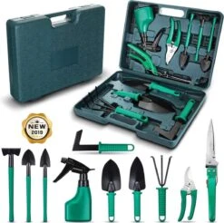 Tuinierset 10 Delig Met Complete Gereedschapskoffer Set Inclusief Tuinschaar, Handschep, Handhark, Plantenspuit, Haakvormige Voegenkrabber, Bloemenschepje, Bloemenschaar, Grasschaar En Heggenschaar -Tuinen Speciaal Winkel 1200x1193 18