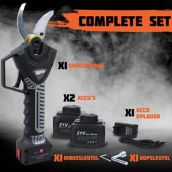 Reichlër® Elektrische Snoeischaar - 40 Mm Snijdiameter - 2x Accu - Anti-cut Functie - Heggenschaar - Takkenschaar - Zwart -Tuinen Speciaal Winkel 1200x1195 11