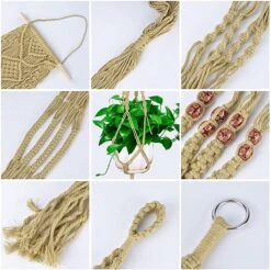 5 Stuks Luxe Jute Plantenhangers - Boho Handgeweven Katoen Hangpot Voor Binnen/Buiten - Hangende Bloempot Met Kralen - Macramé Touw/Koord Hangplant Houder - Bohemian Wandhanger Decoratie - Plant Hanger - Verticale Tuin Bloempothouder Planthanger -Tuinen Speciaal Winkel 1200x1197 9