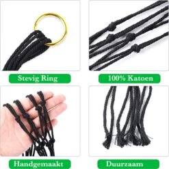 9 Stuks Zwart Macrame Plantenhangers - Boho Handgeweven Katoen Hangpot Voor Binnen/Buiten - Hangende Bloempot Met Kralen - Macramé Touw/Koord Hangplant Houder - Bohemian Wandhanger Decoratie - Plant Hanger - Verticale Tuin Bloempothouder Planthanger -Tuinen Speciaal Winkel 1200x1198 8