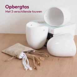 Gadgy Plantenhanger Keramiek - Set Van 3 - Hangpot Van Wit Steen - Hangende Bloempot Plantenpot - Met 3 Verschillende Koorden - 12x11x9.5CM -Tuinen Speciaal Winkel 1200x1199 6