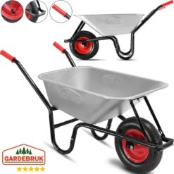 Gardebruk Kruiwagen 100L - Luchtband - 250kg Draagkracht Zilver -Tuinen Speciaal Winkel 1200x1200 1026