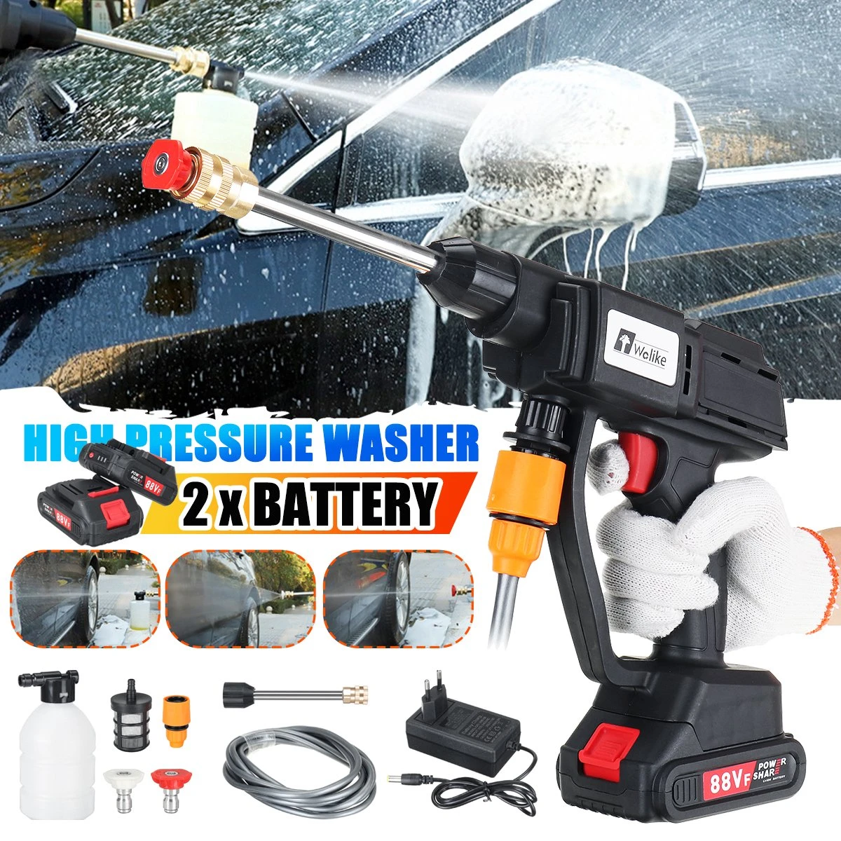 Merkloos Elektrische Accu-Hogedrukreiniger - 20Bar - Multifunctioneel Mondstuk - Draagbaar Oplaadbaar Snoerloos - Reinigingsspuitpistool - Met Rijke Accessoires - Voor Makita 18V-batterij - Voor Auto, Tuin, Terras, Raam (Zwart) 3 Merkloos Elektrische Accu-Hogedrukreiniger - 20Bar - Multifunctioneel Mondstuk - Draagbaar Oplaadbaar Snoerloos - Reinigingsspuitpistool - Met Rijke Accessoires - Voor Makita 18V-batterij - Voor Auto, Tuin, Terras, Raam (Zwart)