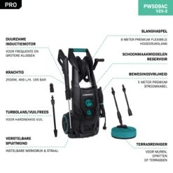 VONROC PRO Hogedrukreiniger V25-2 – 2500W – 195 Bar – 468 L/h – Duurzame Inductiemotor – Incl. 8m Slang, Slanghaspel, Terrasreiniger, Reinigingstank En Meer -Tuinen Speciaal Winkel 1200x1200 1143