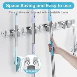 BOTC Bezemhouder - 5 Houders 6 Haken Bezem Ophangsysteem - Zeflklevend - Opbergsysteem - Ophanghaken - Tuingereedschap - Gereedschap Opbergen -Tuinen Speciaal Winkel 1200x1200 1440