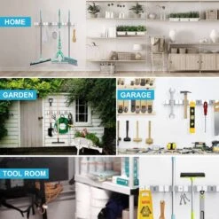 BOTC Bezemhouder - 5 Houders 6 Haken Bezem Ophangsysteem - Zeflklevend - Opbergsysteem - Ophanghaken - Tuingereedschap - Gereedschap Opbergen -Tuinen Speciaal Winkel 1200x1200 1441