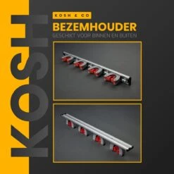 Merkloos Stevige Bezemhouder - Aluminium - Ophangsysteem Bezem - 5 Haken & 4 Houders - Gereedschaphouder - Opbergsysteem -Tuinen Speciaal Winkel 1200x1200 1462