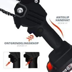 Zenway - Mini Kettingzaag - Snoeizaag - Kettingzaag - Kettingzaag Elektrisch Met 1 Accu- Inclusief Koffer - 1 Extra Accu - Zwart -Tuinen Speciaal Winkel 1200x1200 1549