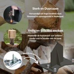 Miseru Houtklover – Geen Bijl Nodig – No Axe - Houtsplijter – Houtkliever – HANDMADE In Holland - Houtklover Voor Aanmaakhout – Metaal -Tuinen Speciaal Winkel 1200x1200 1593