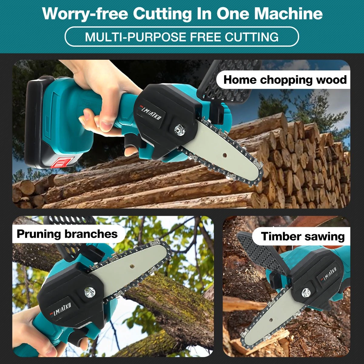 Merkloos Mini Accu Kettingzaag - 4 Inch Elektrische Boomzaag - Handkettingzaag - Met 2 Accu En 1 Oplader - Voor Tuinboom Ranch Bomen Snijden Hout- Blauw 18 Merkloos Mini Accu Kettingzaag - 4 Inch Elektrische Boomzaag - Handkettingzaag - Met 2 Accu En 1 Oplader - Voor Tuinboom Ranch Bomen Snijden Hout- Blauw - Afbeelding 16