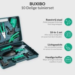 Tuinierset 10 Delig Met Complete Gereedschapskoffer Set Inclusief Tuinschaar, Handschep, Handhark, Plantenspuit, Haakvormige Voegenkrabber, Bloemenschepje, Bloemenschaar, Grasschaar En Heggenschaar -Tuinen Speciaal Winkel 1200x1200 1799