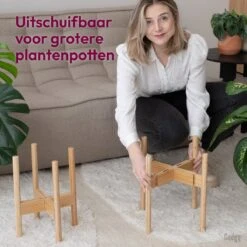 Gadgy Bamboe Plantenstandaard 2 St - Plantentafel - Plantentafeltje Voor Binnen - Plantenrek - Uitschuifbaar - Hout - Ø 20 Tot 30 Cm -Tuinen Speciaal Winkel 1200x1200 504