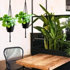 9 Stuks Zwart Macrame Plantenhangers - Boho Handgeweven Katoen Hangpot Voor Binnen/Buiten - Hangende Bloempot Met Kralen - Macramé Touw/Koord Hangplant Houder - Bohemian Wandhanger Decoratie - Plant Hanger - Verticale Tuin Bloempothouder Planthanger -Tuinen Speciaal Winkel 1200x1200 554