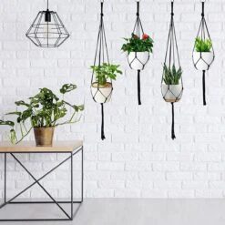 9 Stuks Zwart Macrame Plantenhangers - Boho Handgeweven Katoen Hangpot Voor Binnen/Buiten - Hangende Bloempot Met Kralen - Macramé Touw/Koord Hangplant Houder - Bohemian Wandhanger Decoratie - Plant Hanger - Verticale Tuin Bloempothouder Planthanger -Tuinen Speciaal Winkel 1200x1200 557