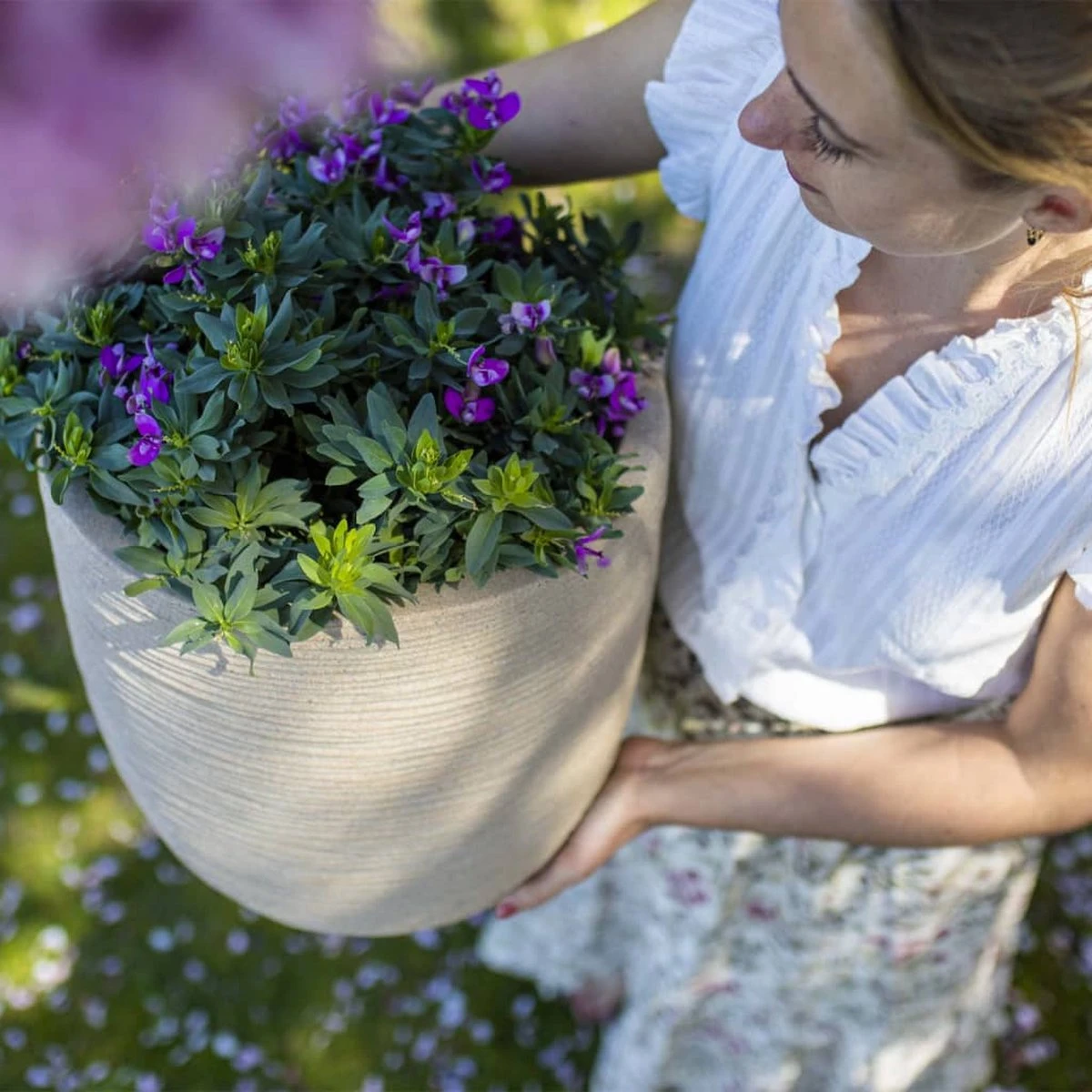 Capi Europe - Bloempot Bol Waste Rib NL - 35x34 - Terrazzo Beige - Voor Binnen En Buiten - KTBR932 7 Capi Europe - Bloempot Bol Waste Rib NL - 35x34 - Terrazzo Beige - Voor Binnen En Buiten - KTBR932 - Afbeelding 5