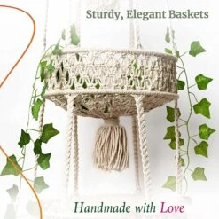 Macramé 3-Laags Hangende Fruitmand - Bohemian Mand Plantenhanger - Handgemaakt Katoen Touw Fruitschaal Hangmand - Boho Ophangbaar Etagere - Decoratieve Fruit Schaal/Basket - Opbergmand Organizer - Keuken/Balkon Decoratie - Hangpot Voor Binnen/Buiten -Tuinen Speciaal Winkel 1200x1200 665