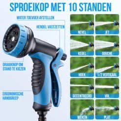 Strex Flexibele Tuinslang 15M Met Sproeikop - Uitrekbaar - Incl. Koppelingen, Ophanghaak & Opbergzak -Tuinen Speciaal Winkel 1200x1200 68
