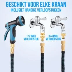 Strex Flexibele Tuinslang 15M Met Sproeikop - Uitrekbaar - Incl. Koppelingen, Ophanghaak & Opbergzak -Tuinen Speciaal Winkel 1200x1200 70