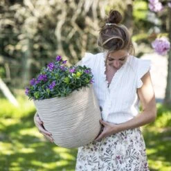 Capi Europe - Bloempot Bol Waste Rib NL - 43x41 - Terrazzo Beige - Voor Binnen En Buiten - KTBR933 -Tuinen Speciaal Winkel 1200x1200 722