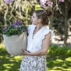 Capi Europe - Bloempot Bol Waste Rib NL - 43x41 - Terrazzo Beige - Voor Binnen En Buiten - KTBR933 -Tuinen Speciaal Winkel 1200x1200 724