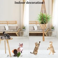 4 Stuks Luxe Jute Plantenhangers - Boho Handgeweven Katoen Hangpot Voor Binnen/Buiten - Hangende Bloempot Met Kralen - Macramé Touw/Koord Hangplant Houder - Bohemian Wandhanger Decoratie - Plant Hanger - Verticale Tuin Bloempothouder Planthanger -Tuinen Speciaal Winkel 1200x1200 760