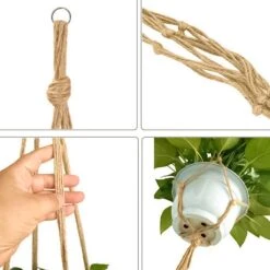 9 Stuks Jute Macrame Plantenhangers - Boho Handgeweven Katoen Hangpot Voor Binnen/Buiten - Hangende Bloempot Met Kralen - Macramé Touw/Koord Hangplant Houder - Bohemian Wandhanger Decoratie - Plant Hanger - Verticale Tuin Bloempothouder Planthanger -Tuinen Speciaal Winkel 1200x1200 816
