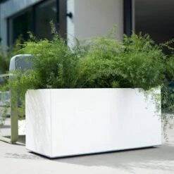 Elho Vivo Matt Finish Lang Wielen 90 - Grote Staande Plantenbak Voor Binnen & Buiten - Gemaakt Van Gereycled Plastic - L 39 X W 88 X H 41 Cm - Wit -Tuinen Speciaal Winkel 1200x1200 841